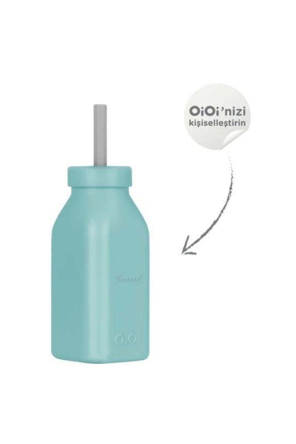 OiOi Şişe + Pipet 200 ml Aqua Green / Powder Grey