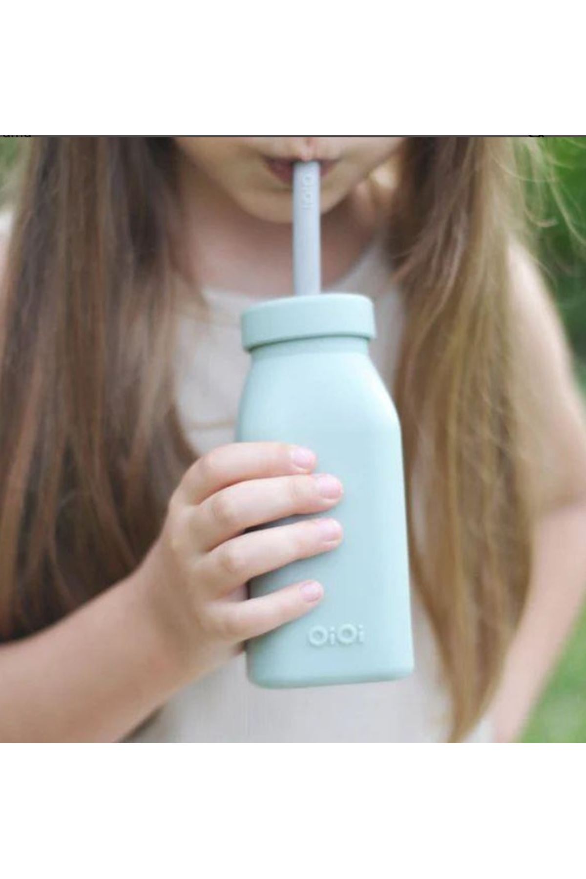 OiOi Şişe + Pipet 200 ml Aqua Green / Powder Grey