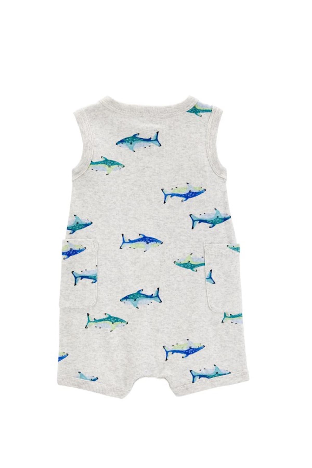 Carters Erkek Bebek Kısa Tulum 1S475110 Gri