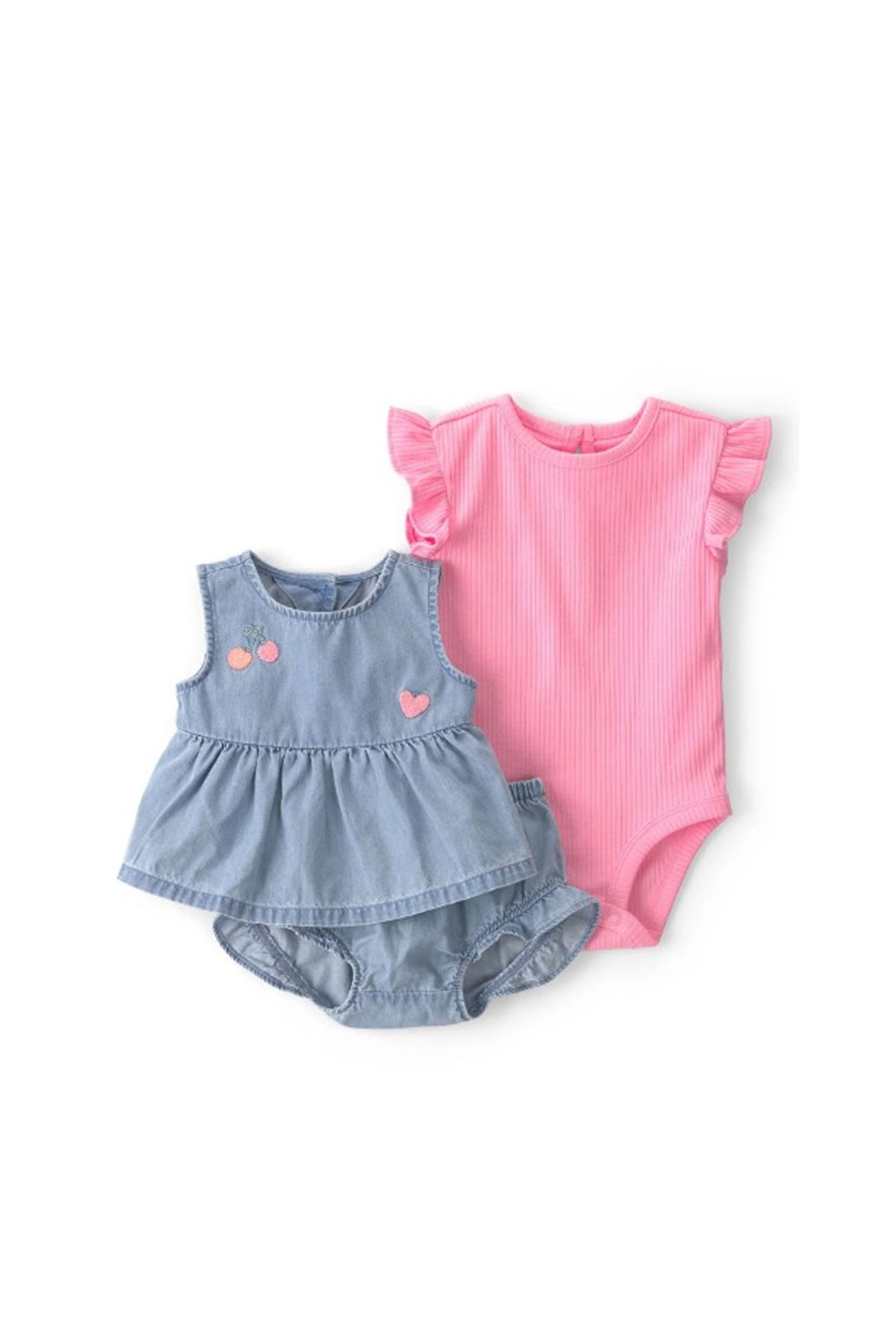 Carters Kız Bebek Body Şort Set 1U529310 Mavi