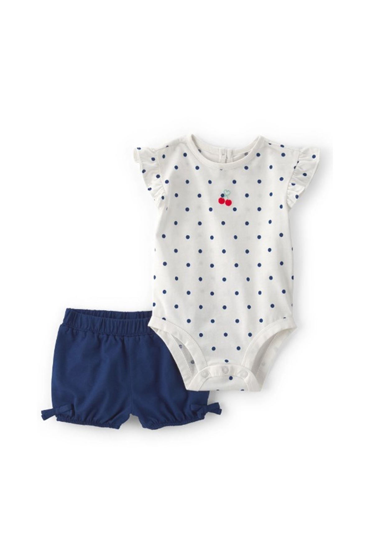 Carters Kız Bebek Body Şort Set 1U564310 Mavi