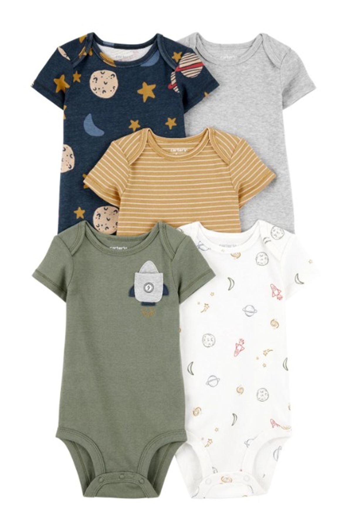 Carters Layette Erkek Bebek Kısa Kollu 5li Body 1T122010 Renkli