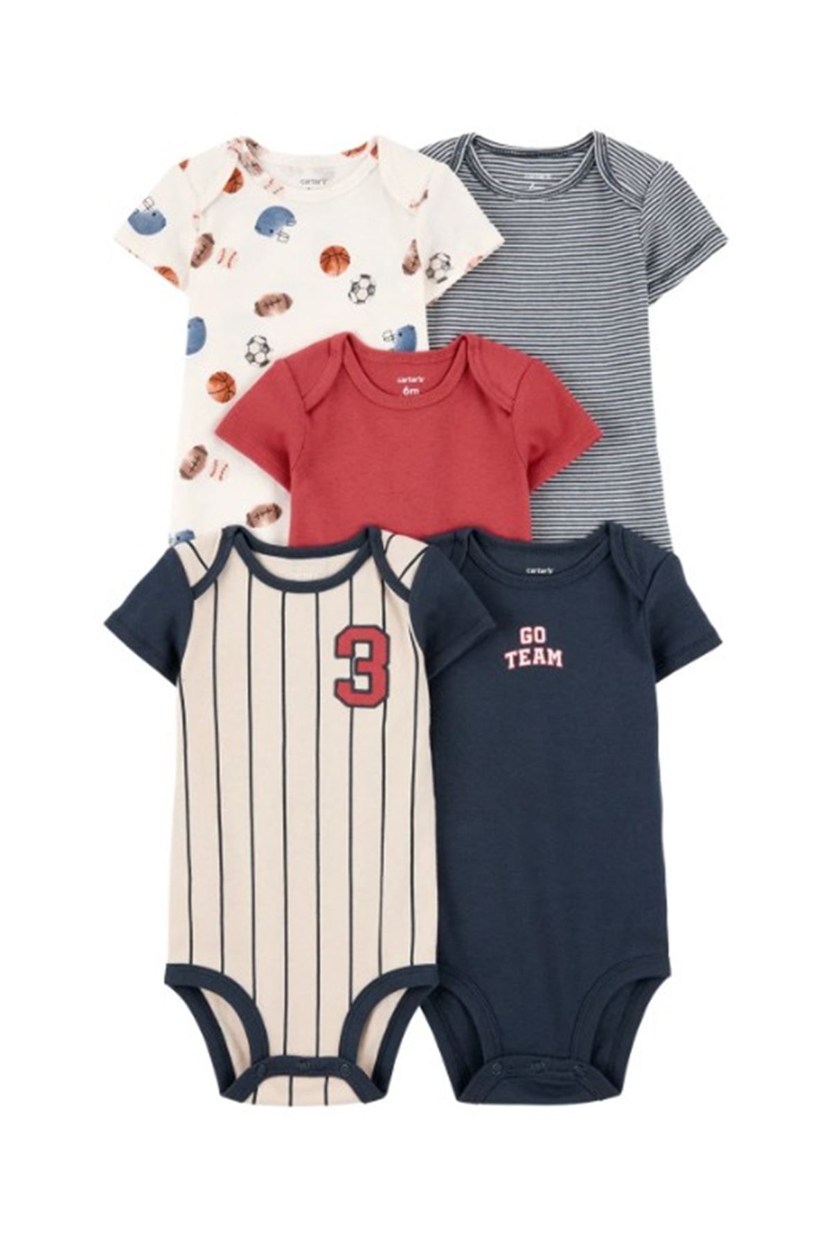 Carters Layette Erkek Bebek Kısa Kollu 5li Body 1T008810 Renkli
