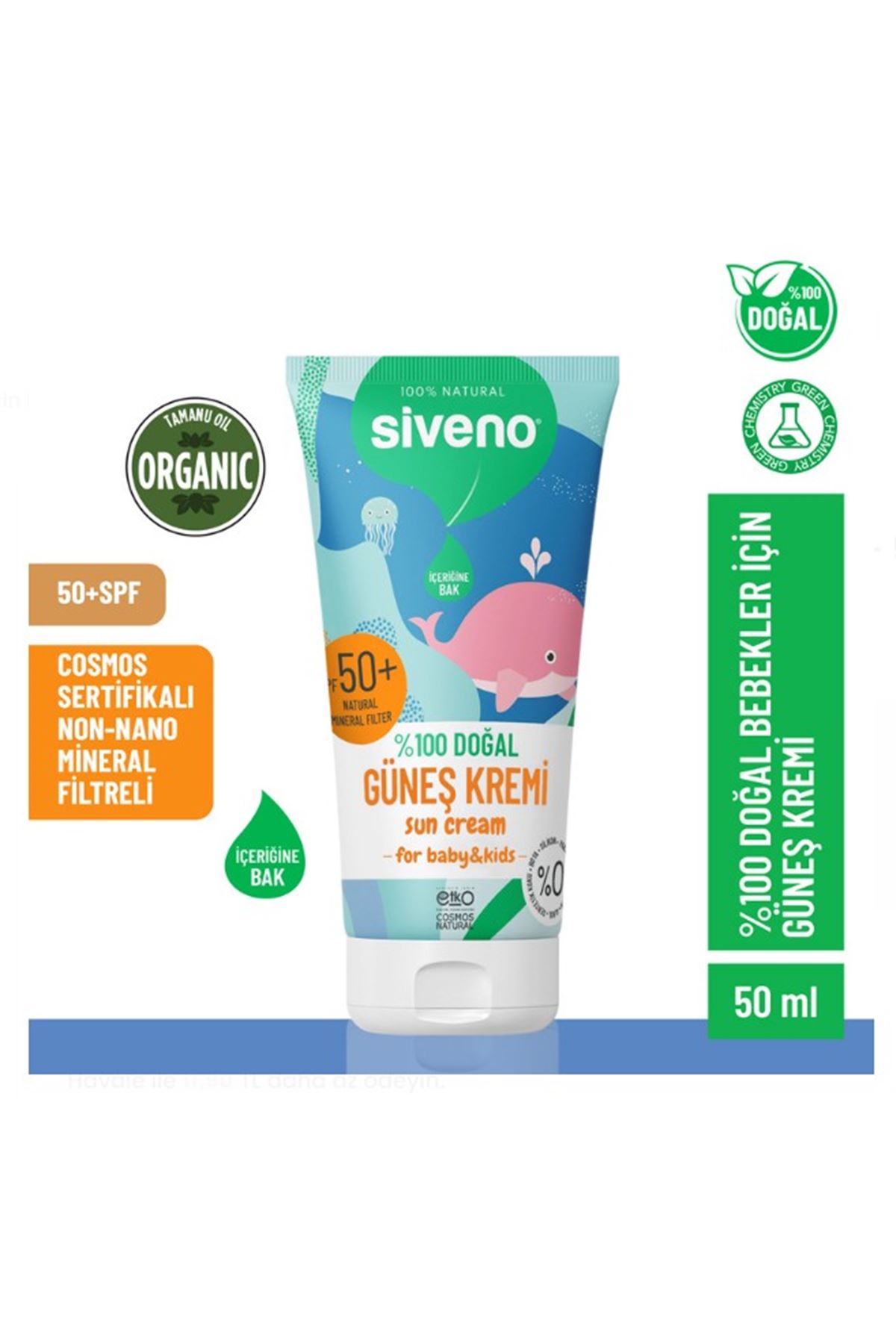Siveno %100 Doğal Bebekler İçin Güneş Kremi 50 ml