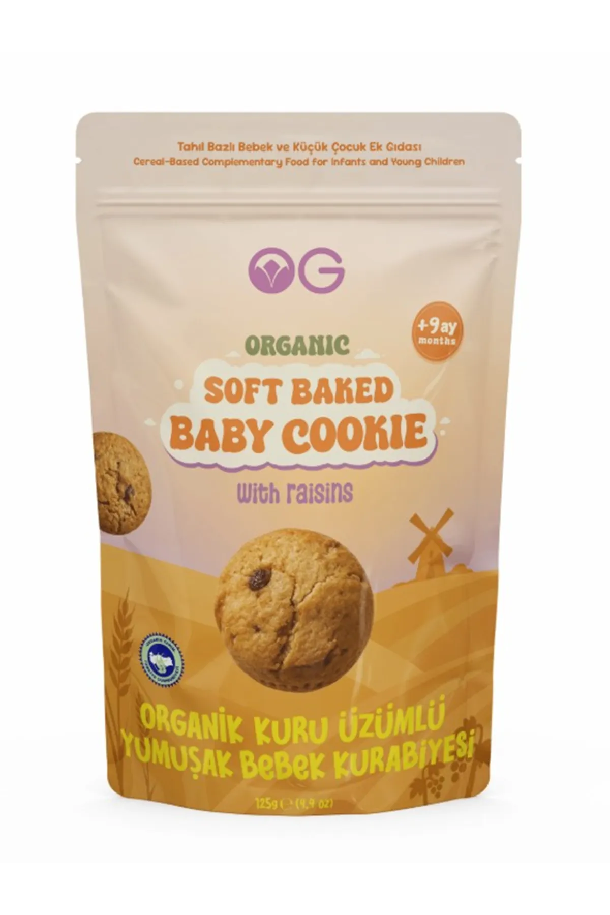 OG Natural Organik Kuru Üzümlü Yumuşak Bebek Kurabiyesi 125g