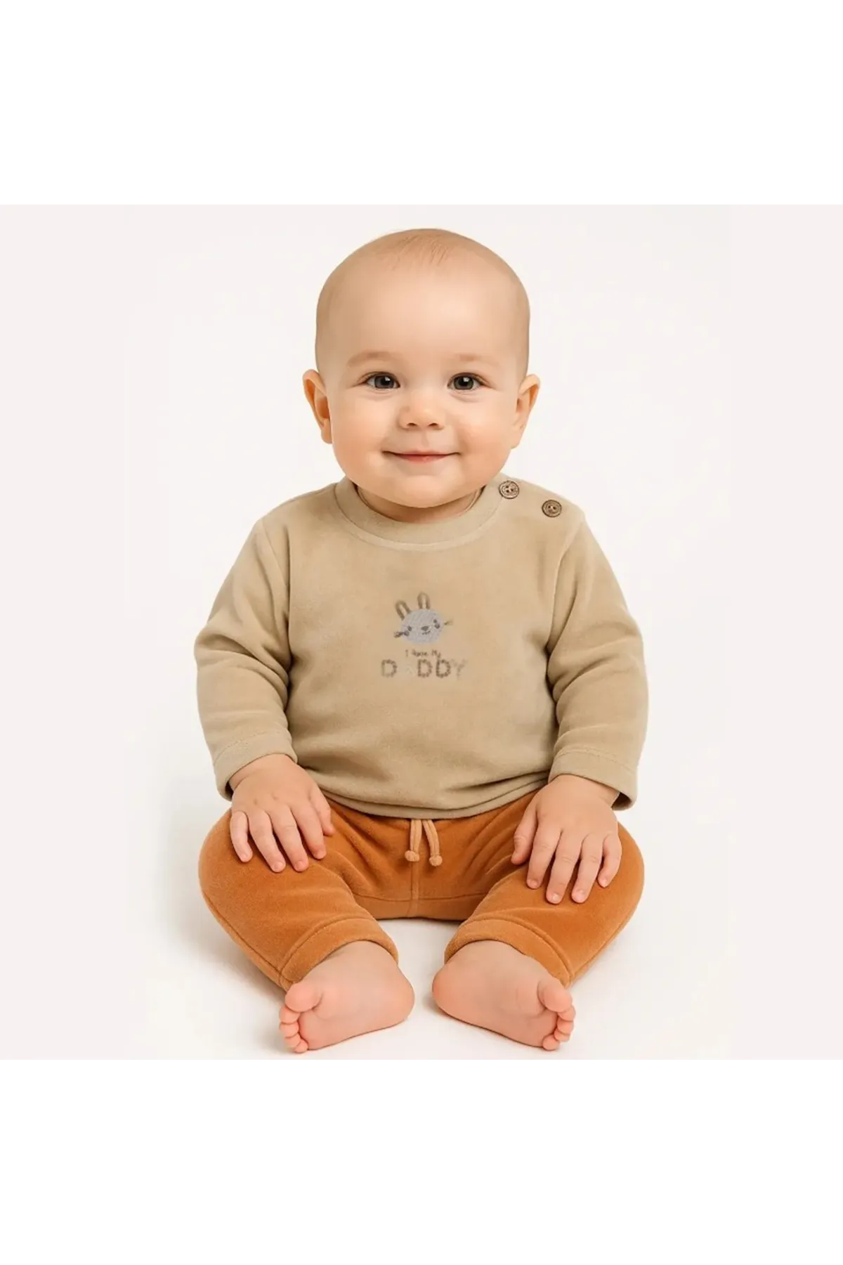 Bistyle 2li Takim Kadife I Love Daddy 14113 Bej