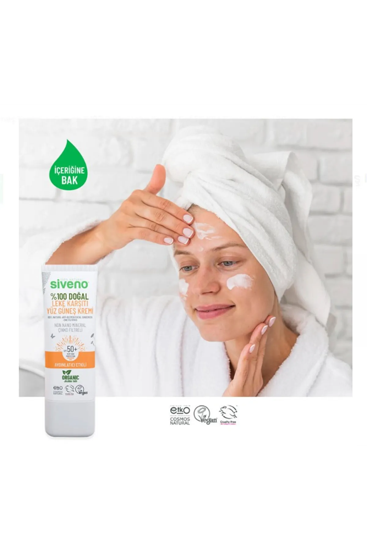 Siveno %100 Doğal Leke Karşıtı SPF 50+ Yüz Güneş Kremi