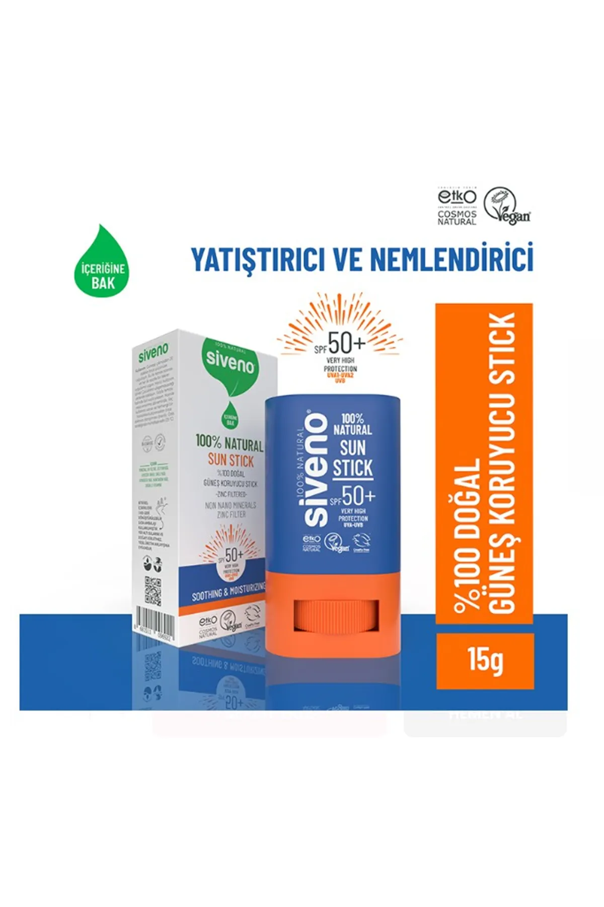 Siveno %100 Doğal Natural Sun Stick SPF50+ 15 Gr