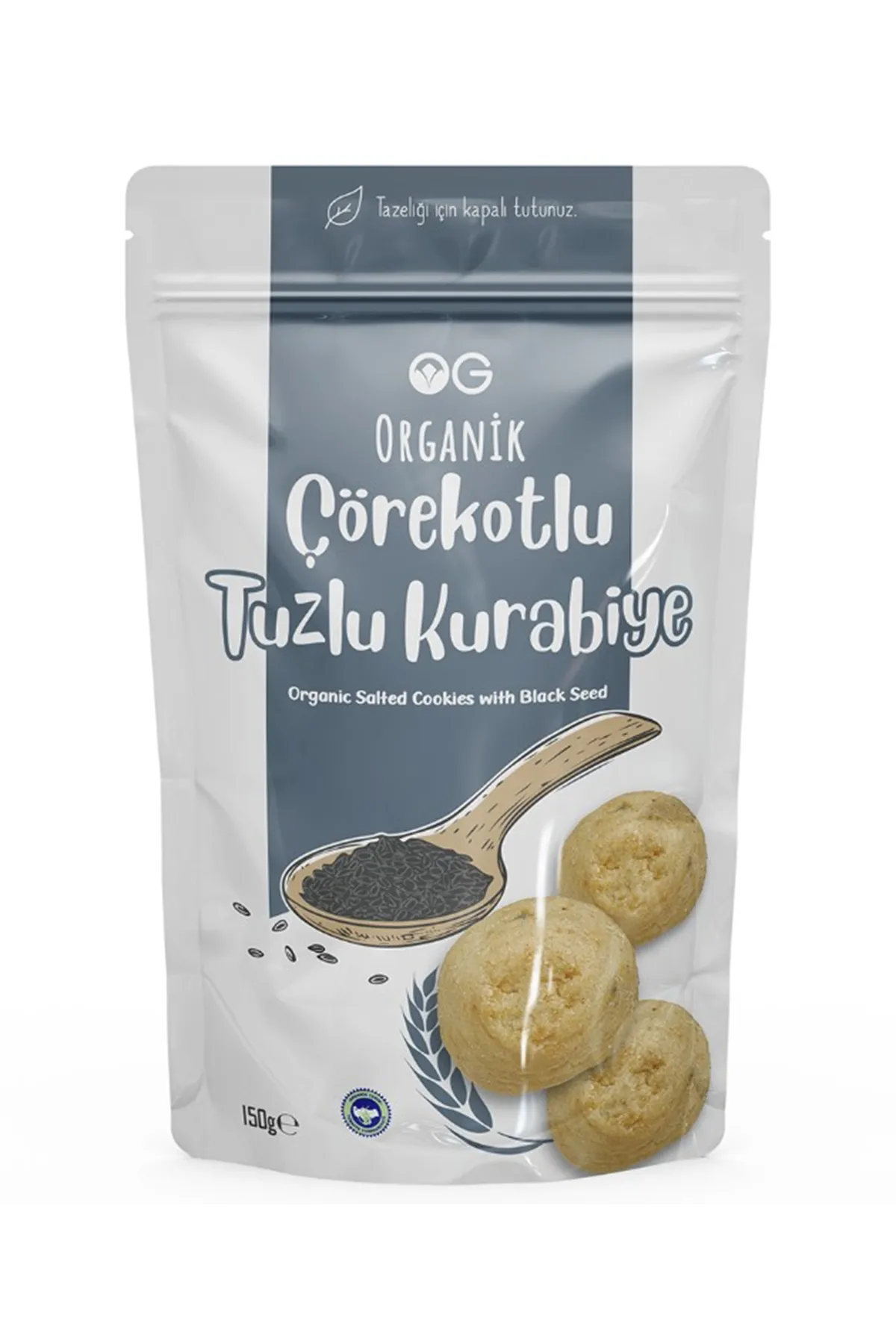 OG Natural Organik Çörekotlu Tuzlu Kurabiye 150gr