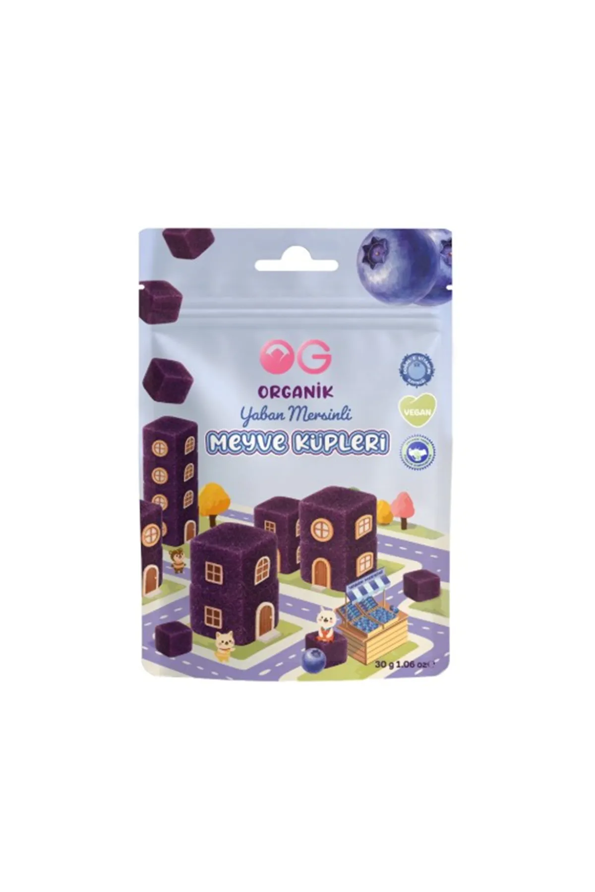 OG Natural Organik Yaban Mersinli Meyve Küpleri 30gr