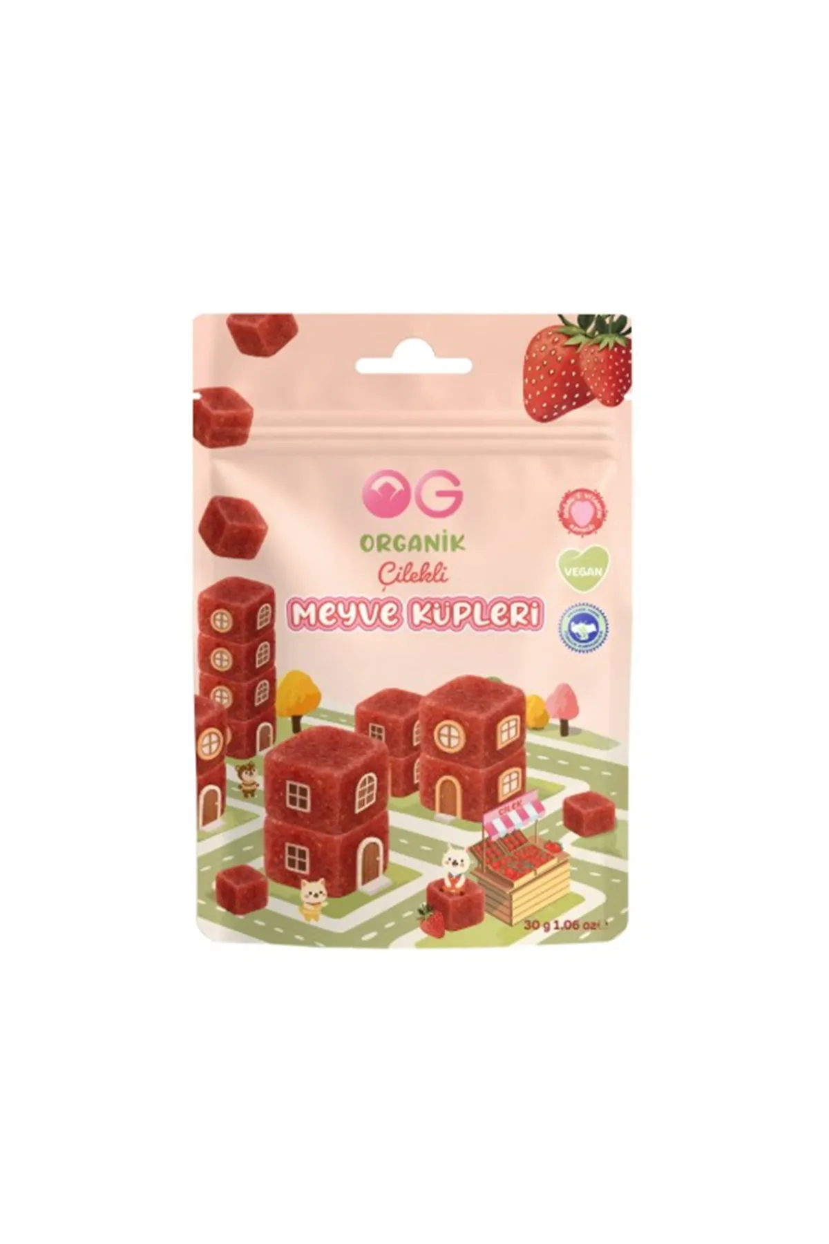 OG Natural Organik Çilekli Meyve Küpleri 30gr