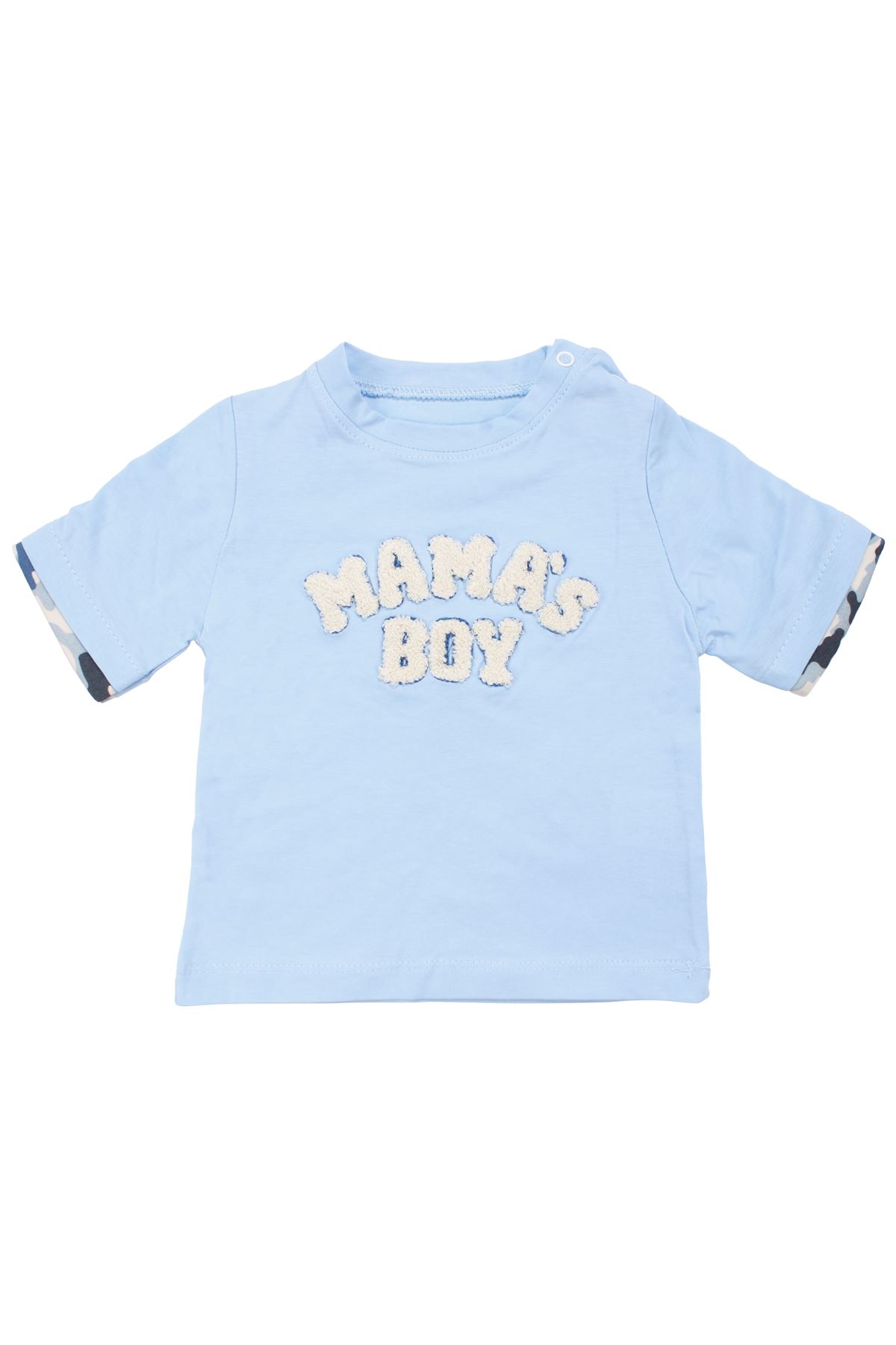Erkek Bebek Mavi Mamas Boy Kamuflaj Desenli Şortlu 2'li Takım