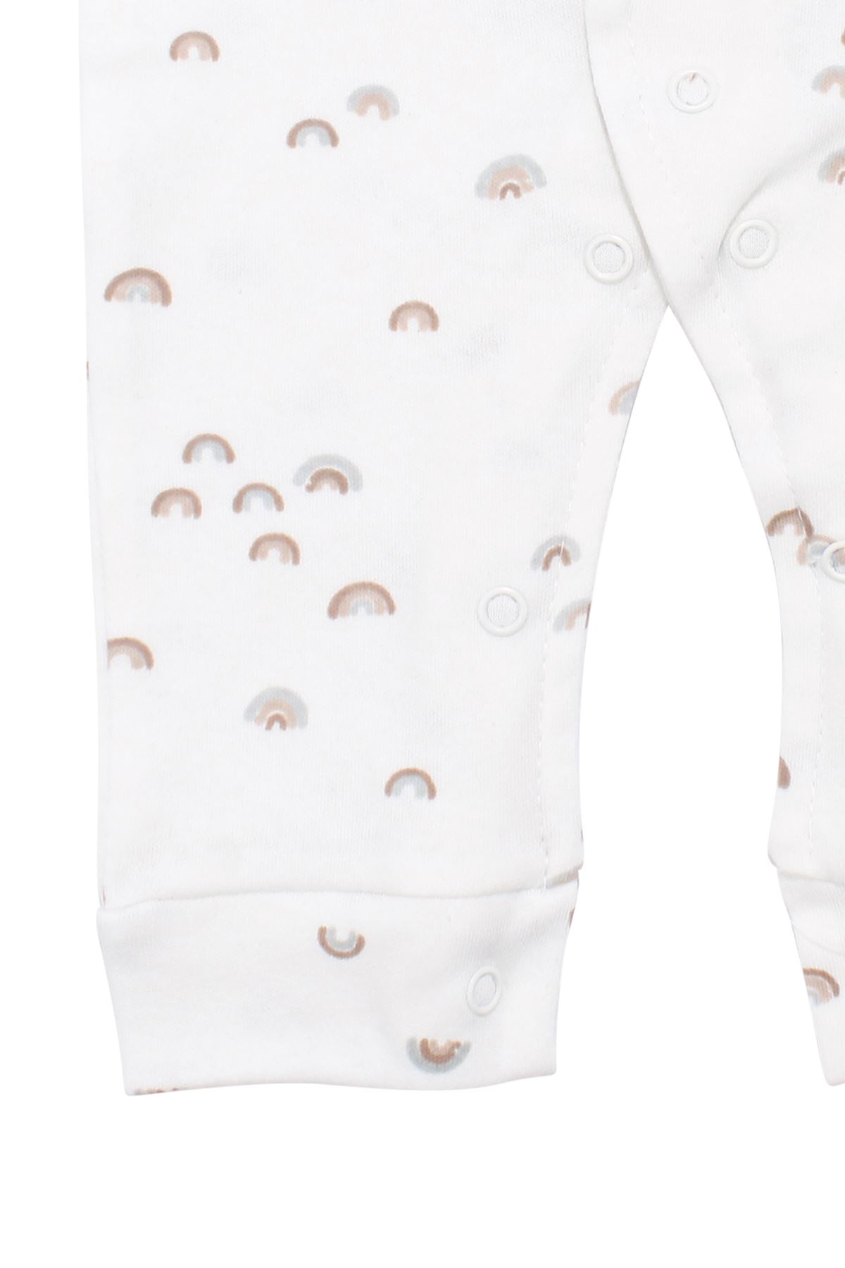 Unisex Beyaz Gökkuşağı Baskılı Tulum 0-3 Ay