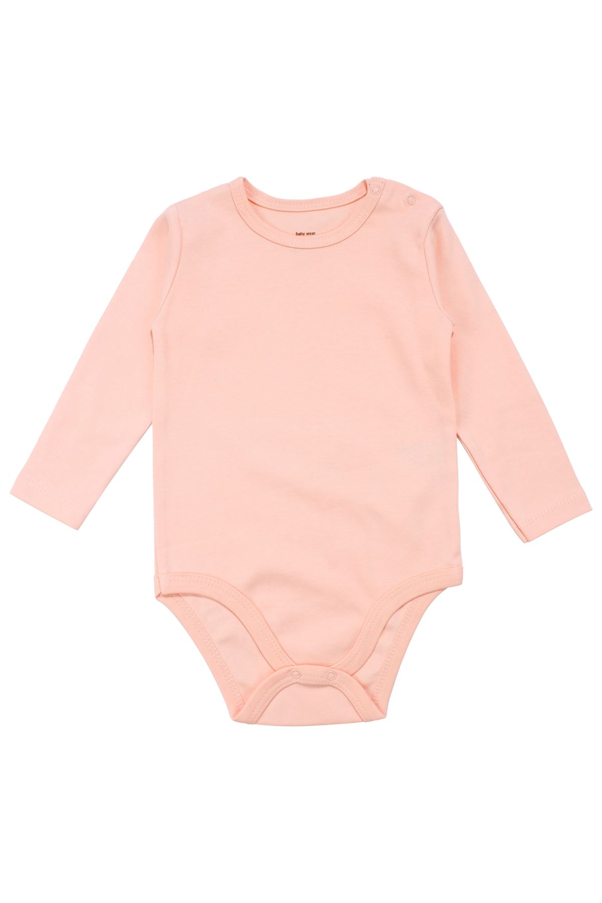 Unisex Yuvarlak Yaka Somon Düz Çıtçıtlı Body Zıbın