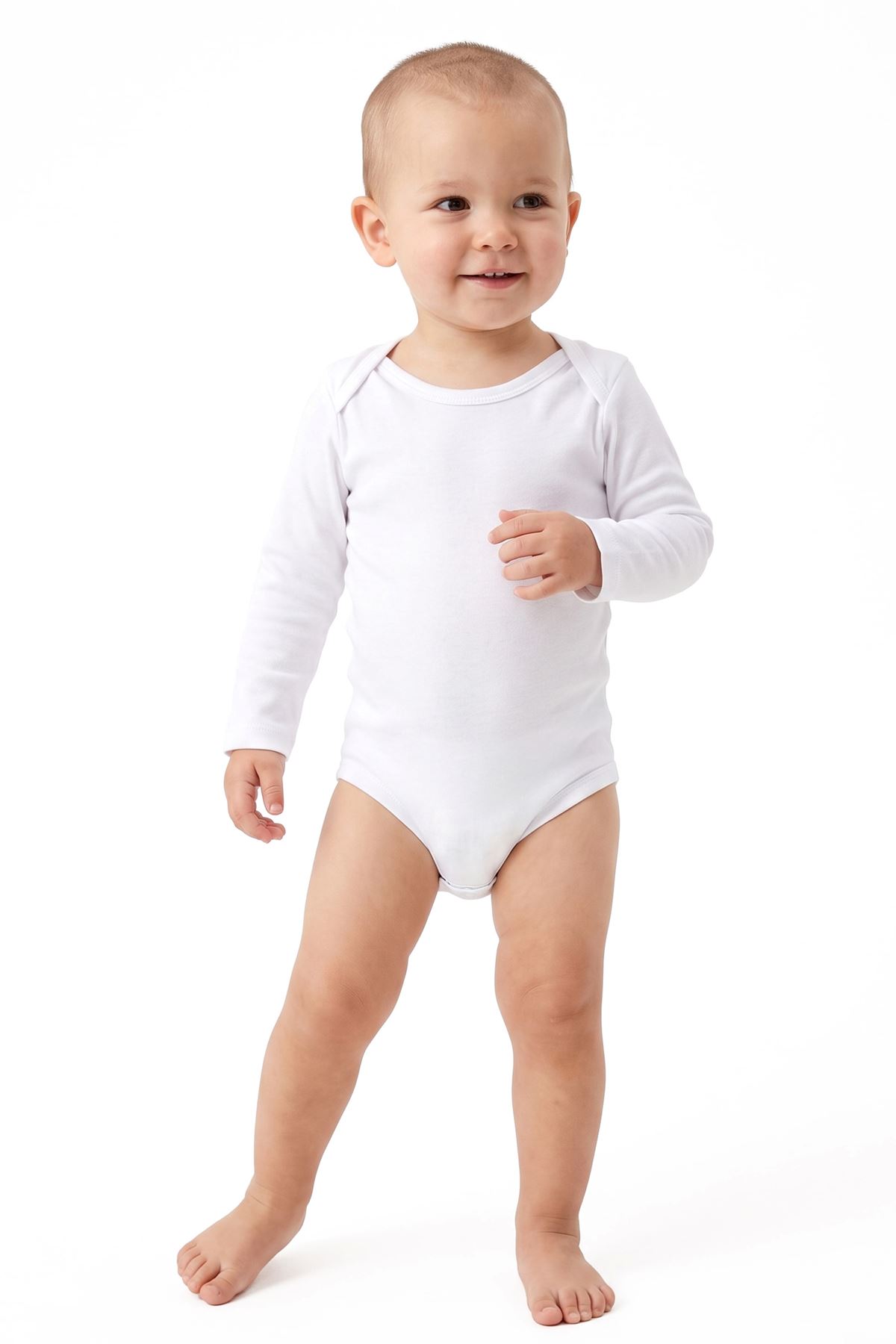Unisex Yuvarlak Yaka Beyaz Düz Çıtçıtlı Body Zıbın