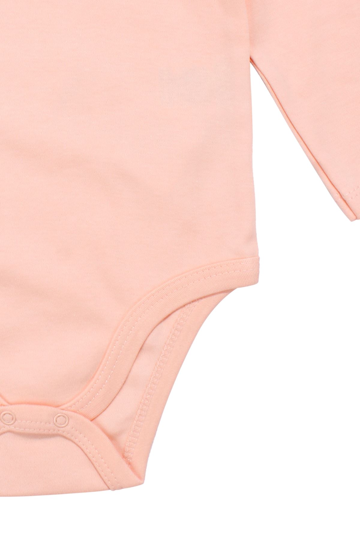 Unisex Yuvarlak Yaka Somon Düz Çıtçıtlı Body Zıbın