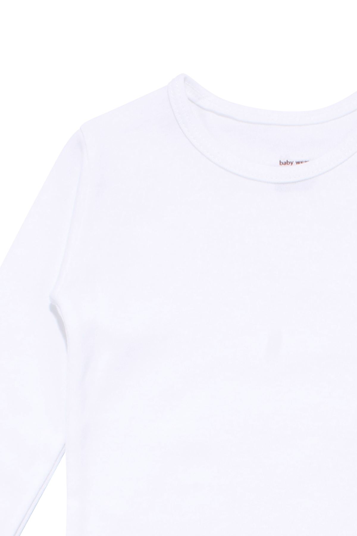 Unisex Yuvarlak Yaka Beyaz Düz Çıtçıtlı Body Zıbın