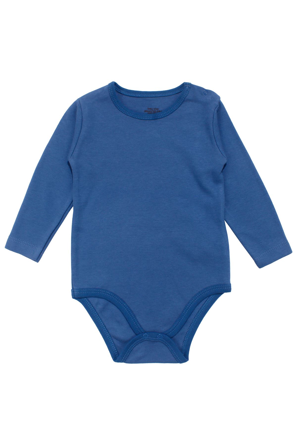 Unisex Yuvarlak Yaka Lacivert Düz Çıtçıtlı Body Zıbın