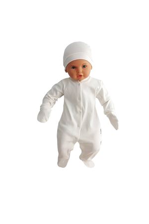 Sade Krem Bereli Eldivenli Tulum Bebek Takımı