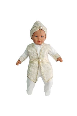 Tuğra Desenli Şehzade Erkek Bebek Mevlüt Takımı -Krem