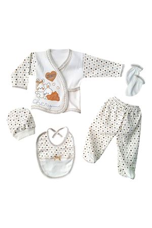 Chery Kalpli Tavşan 5 Parça Bebek Hastane Çıkış Seti - Kahverengi