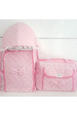 Dantelli Pembe Lüks 2 li Kız Bebek Taşıma Seti
