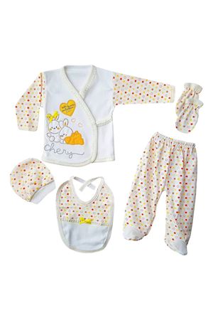 Chery Kalpli Tavşan 5 Parça Bebek Hastane Çıkış Seti - Sarı