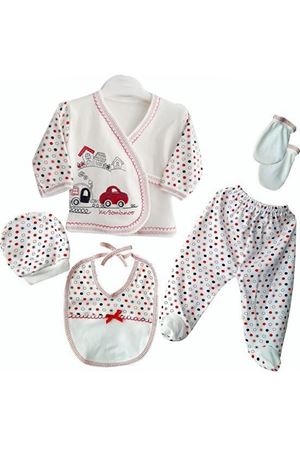 Kırmızı Araba Desenli 5 Parça Hastane Çıkış Seti