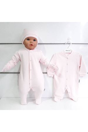 Sade Pembe Bereli Eldivenli Bebek Tulum