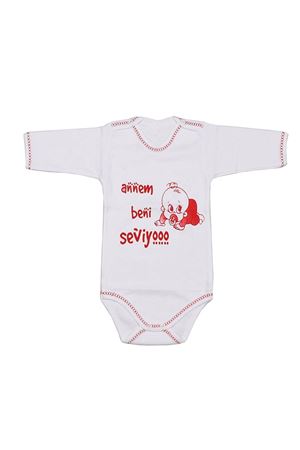 Annem Beni Seviyoo Yazılı Uzun Kollu Bebek Zıbın