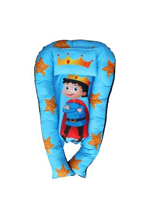 Kral Taçlı Yıldızlı Mavi BabyNest - Mavi