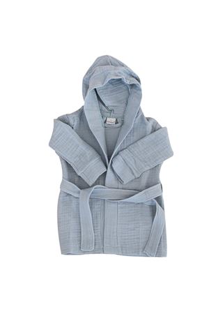 Erkek Bebek Dört Kat Müslin Mavi Bornoz