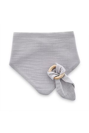 BabyJem Ahşap Diş Kaşıyıcılı Bürümcük Müslin Önlük 736 Gri