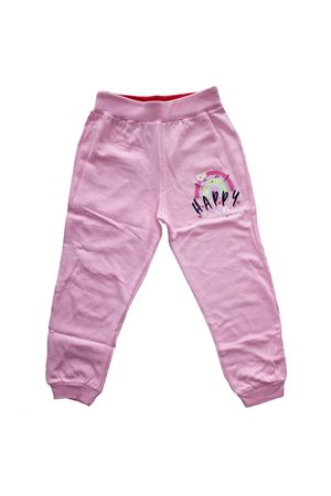 Kız Çocuk Pembe Happy Gökkuşağı Baskılı Tek Alt Eşofman