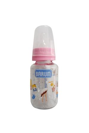 Barum Cam Leylekli Teren Desenli Bebek Biberon Pembe 125 ml