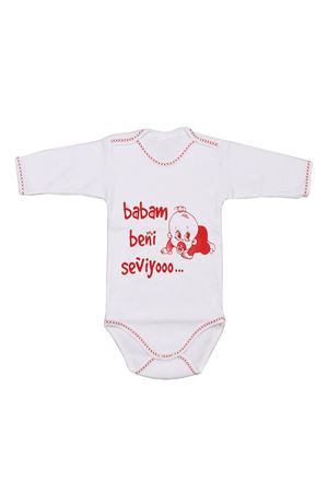 Babam Beni Seviyoo Yazılı Uzun Kollu Bebek Zıbın