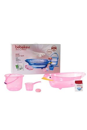 Ördekli Pembe Banyo Küvet Seti