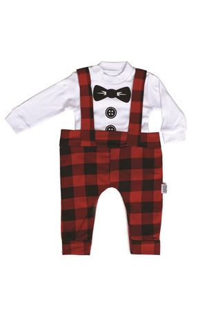 Erkek Bebek Ekoseli Badili Salopet Tulum