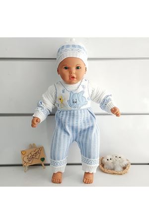 Fil Desenli Triko 3 lü Erkek Bebek Takım