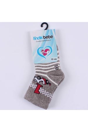 Erkek Çocuk Kahve Arabalı Havlu Soket Çorap 0-6 Ay