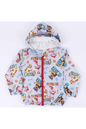 Unisex Gri Köpek Baskılı Karakterli Kapşonlu Yağmurluk