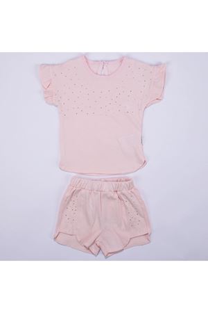 Kız Bebek Pudra Taşlı Şortlu 2'li Takım