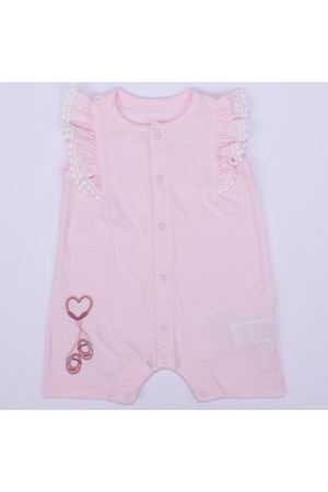 Kız Bebek Pembe Pıtırcık Dantel Kollu Çıtçıtlı Tulum