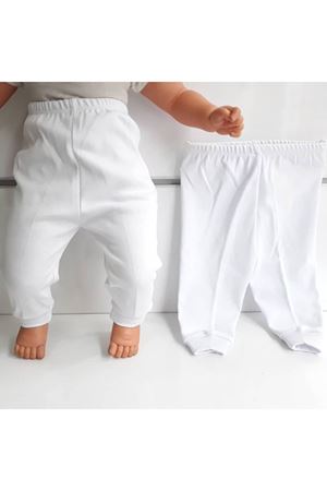 Sade Beyaz Tek Alt Bebek Penye Pantolon