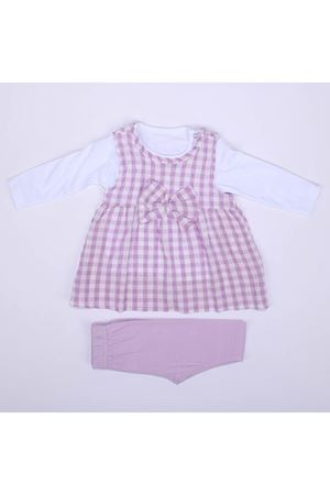 Kız Bebek lila Ekoseli Gofre 3'lü Takım