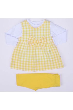 Kız Bebek Sarı Ekoseli Gofre 3'lü Takım