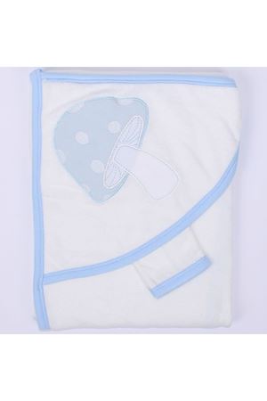 Erkek Bebek Mavi Mantar Desenli Havlu Lif Set