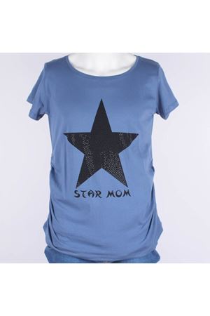 İndigo Taşlı Yıldız Hamile Kısa Kol Tişört