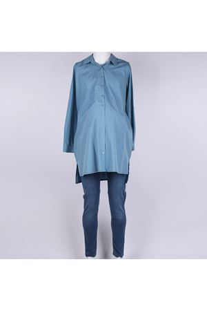 İndigo Düğmeli Hamile Gömlek