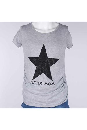 Gri Taşlı Yıldız Hamile Kısa Kol Tişört